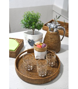 Tray round Melinda - rattan honey