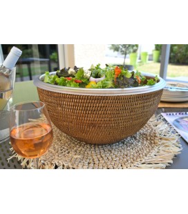 Bowl Loris - Pyrex glass and rattan honey