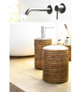 Glass bathroom Edwige - rattan white brushed and porcelain