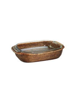 Gratin dish Pyrex rectangular Daphne - rattan honey