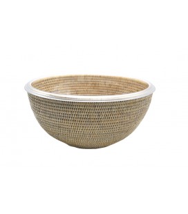 Bowl Loris - Pyrex glass and rattan honey