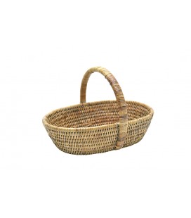 Cestino con manico Perrette in rattan bianco