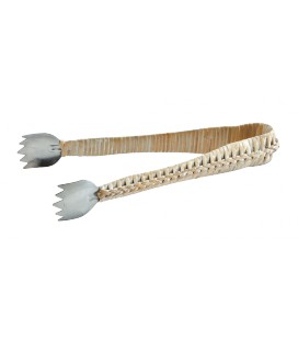 Pince rotin et aluminium Tongs - rotin blanc cérusé