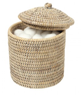 Camille vaso di cotone - rattan bianco ceruse