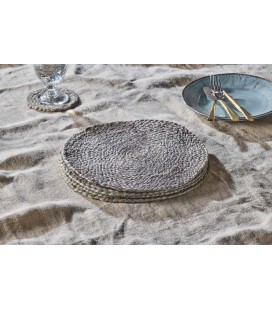 Lot de 4 sets de table en chanvre soft grey- Ø28cm