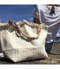 Sac en coton et perles de bois - made in france