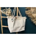 Sac en coton et perles de bois - made in france