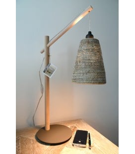 Kayin M - lampe à poser bois et rotin white