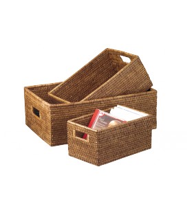 Locker rectangular Thibault small model - rattan honey