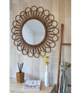 Miroir Flower 80cm - coloris miel - rotin naturel Pagan