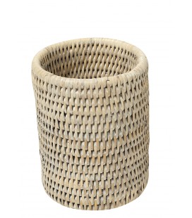 Cylindrical Pot Olivier - rattan cerusé