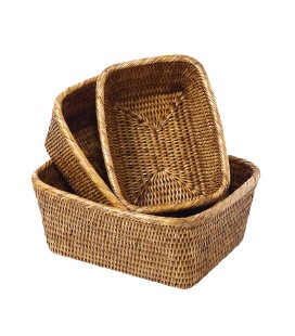 Set of 3 baskets of bread Royans - rattan honey