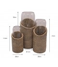 Set de 3 vases Pye - rotin naturel et verre recyclé