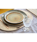 Set de table ovale Marine - rotin cérusé blanc