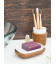 Porte savon rotin miel et porcelaine blanche Alizée