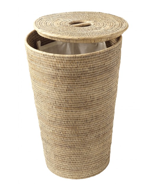 e-wicker24 - Baule, grande cesta in vimini, con cuscino seduta