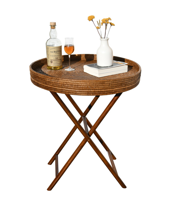 NiHome Vassoio In Vimini Con Maniglie, Design A Ventaglio, Struttura In Metallo, Per Servizio E Decorazione Tavolo