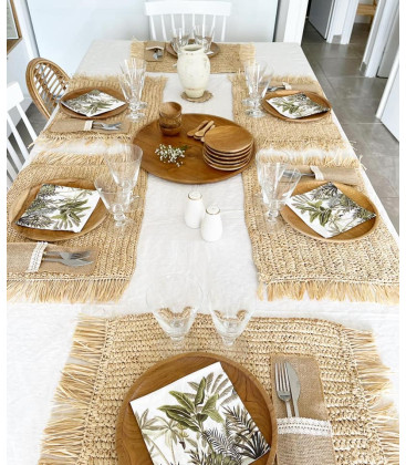 Set de table en rectangulaire raphia avec franges Bazar Bizar