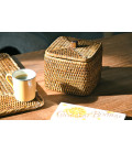 Boîte coton carrée Suky en rotin naturel miel