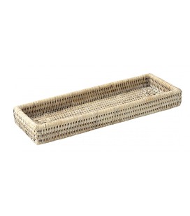 Small rectangular plate Basile - rattan white brushed