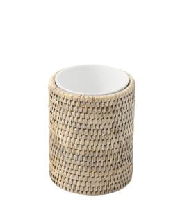 Glass bathroom Edwige - rattan white brushed and porcelain