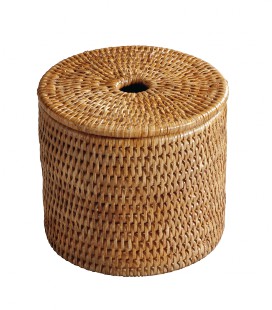 Contenitore per cotone cilindrico Lola - rattan miele