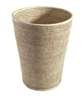 Wastebasket Benedict - rattan white brushed