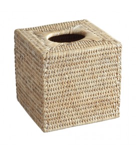 Handkerchief box square Felicie - rattan white brushed