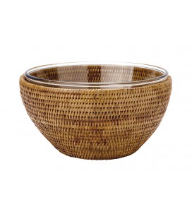 Bowl Loris - Pyrex glass and rattan honey