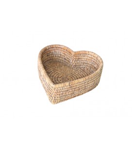 Small bin heart Tocades - rattan colour white brushed