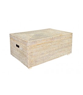 Rectangular chest Marina - rattan white brushed