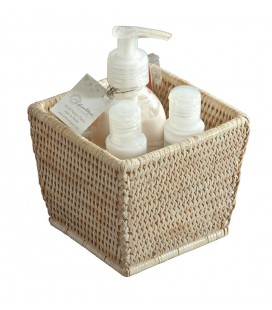 Trash square Manon, rattan white brushed