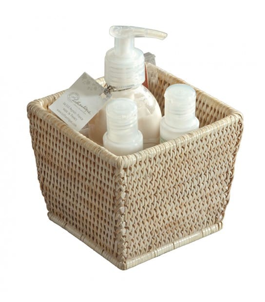 Mobile Da Bagno Versa Con 2 Cestini In Rattan - Scaffale Stretto 104x32x60 Cm - Design Nordico Per Bagno, Cucina O Soggiorno