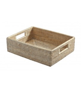 Bin-drawer Doma - rattan white brushed