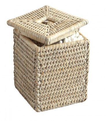 Box cotton swabs Tilda - rattan white brushed