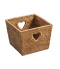 Trash square heart Tess - rattan honey