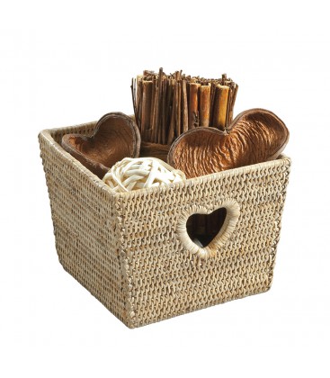 Trash square heart Tess - rattan white brushed