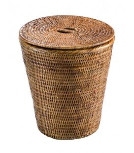 Cestino con coperchio 0222 - miele rattan