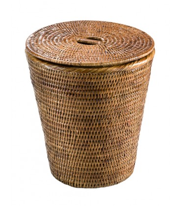 Trash can with lid 0222 - rattan honey