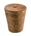 Cestino con coperchio 0222 - miele rattan