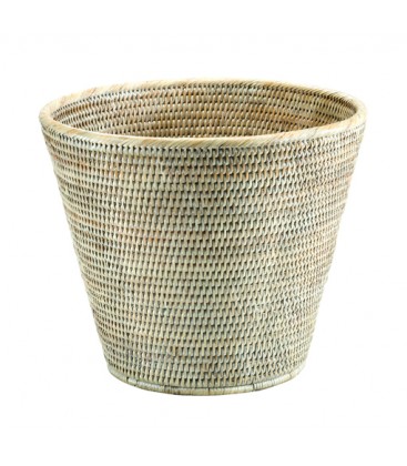 Wastebasket Lionel - rattan white brushed