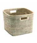 Basket square natural rattan - Cali colours white brushed